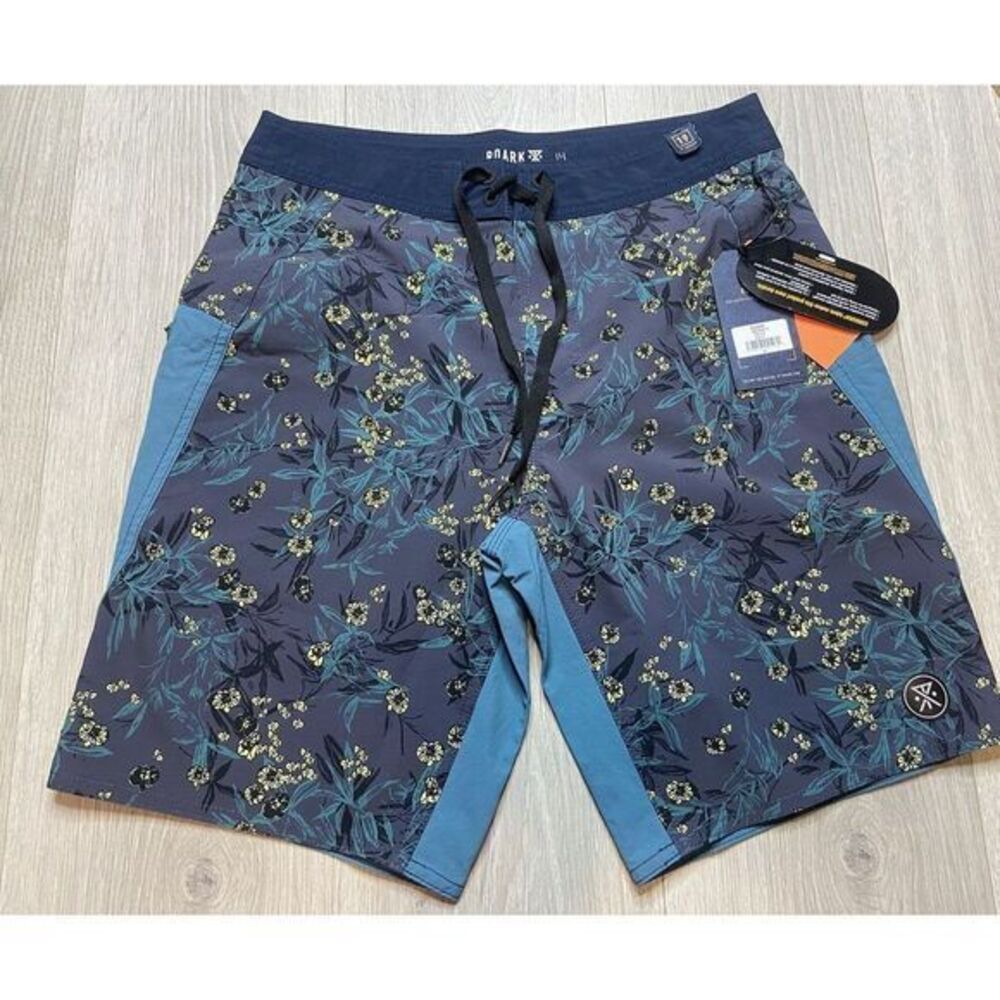 Roark Short Men 28 Navy Floral Boatman 19" Hybrid Board Swim Suit Beach Surf SUP